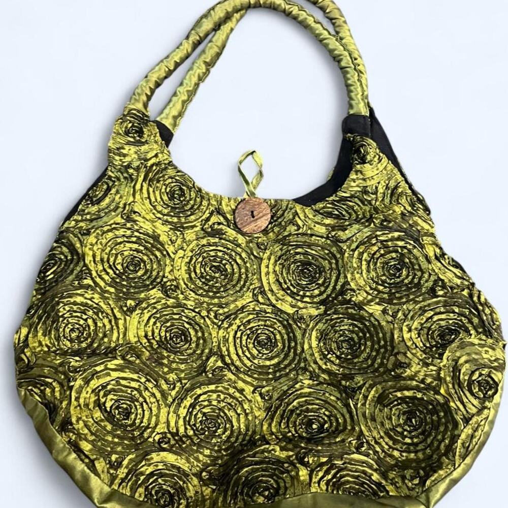 Olive Green 3D Rosette Shoulder Bag